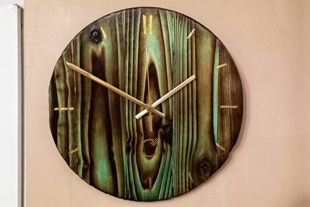 Yakisugi-style Clock 300mm in diameter