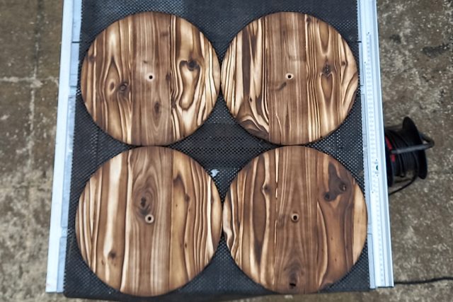 Brushed 300mm yakisugi pallet wood discs