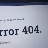 Brokent Internet Header. Close-up of a laptop sceen showing Error 404