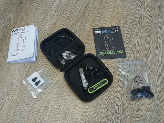 Contents of ISOtunes Pro Aware 2.0 Earphones Box