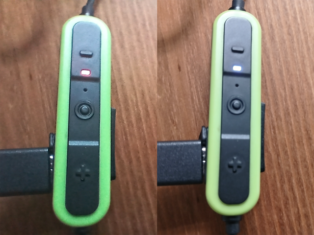 The charging LED on the ISOtunes Pro Aware 2.0 earphones controller