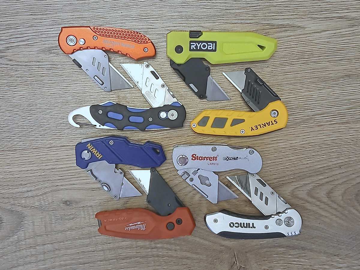 Folding Utility Knife group shot of eight.