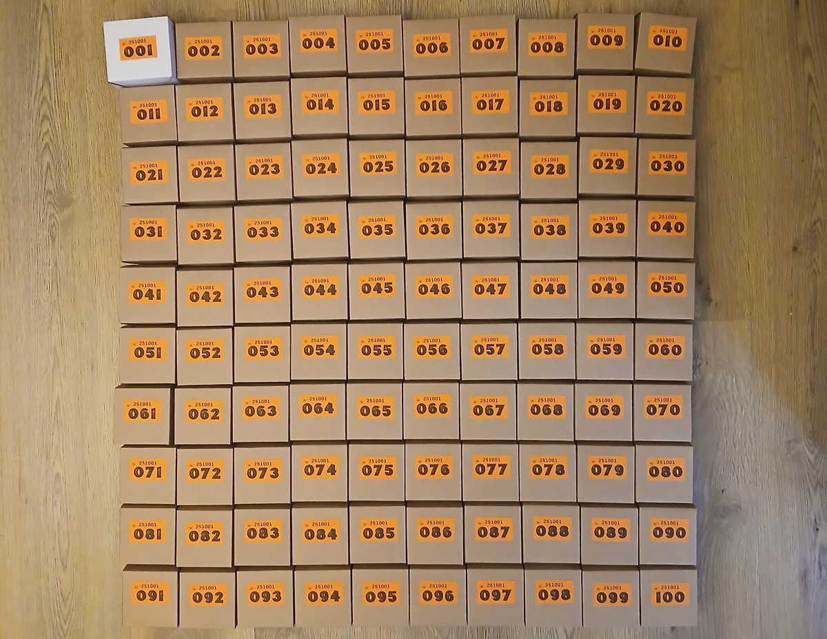 Featured image for the Silverhand Creative Halloween Hullabaloo event. Image shows 100 boxes, each numbered from 1 to 100, shown on a wooden background.