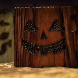 Halloween Hullabaloo header image. Image shows a close up of three handcrafted tealight holders in a Halloween style.